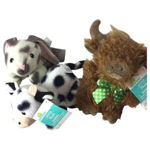 Lot of 3 Way to Celebrate Easter Small Shaggy Bull & Lying Cow Stuffed Plush Toy